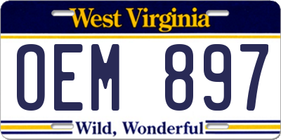 WV license plate OEM897