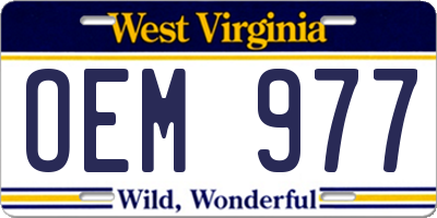 WV license plate OEM977