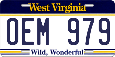 WV license plate OEM979