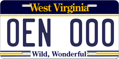 WV license plate OEN000