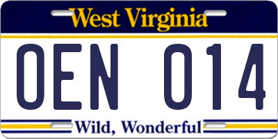 WV license plate OEN014