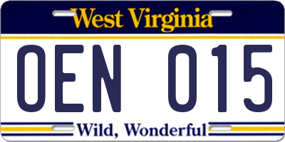WV license plate OEN015