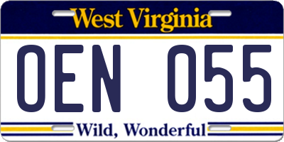 WV license plate OEN055