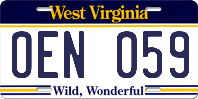 WV license plate OEN059