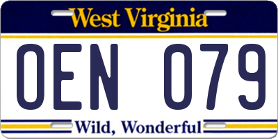 WV license plate OEN079