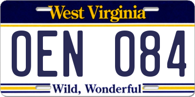 WV license plate OEN084