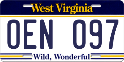 WV license plate OEN097