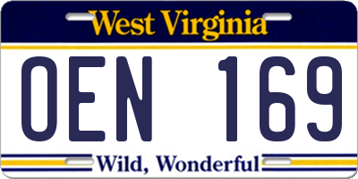WV license plate OEN169