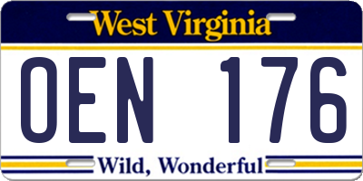 WV license plate OEN176