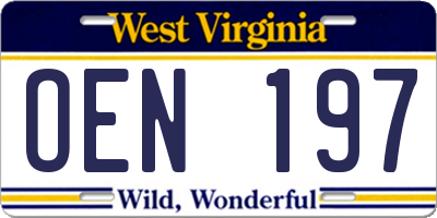 WV license plate OEN197