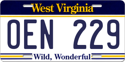 WV license plate OEN229