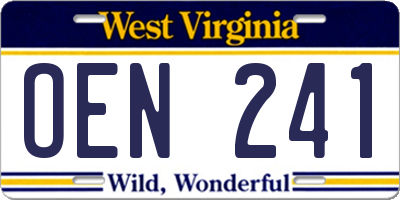 WV license plate OEN241