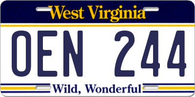 WV license plate OEN244