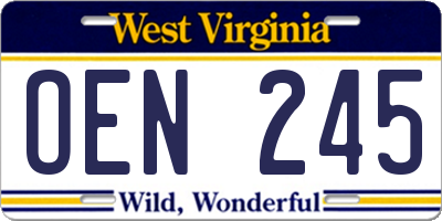 WV license plate OEN245