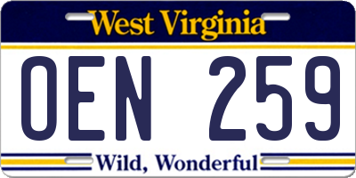 WV license plate OEN259