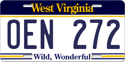 WV license plate OEN272