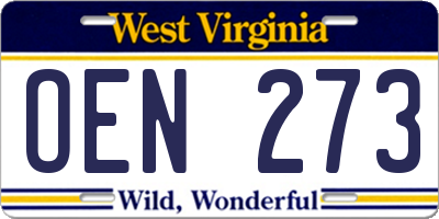 WV license plate OEN273