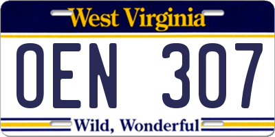 WV license plate OEN307