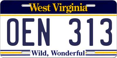 WV license plate OEN313