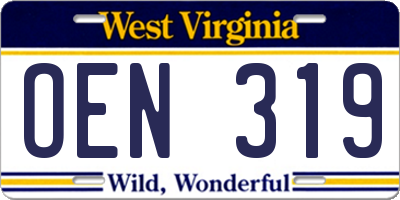 WV license plate OEN319