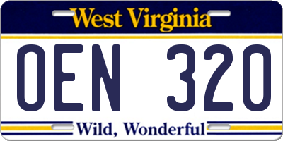 WV license plate OEN320
