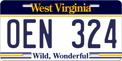 WV license plate OEN324