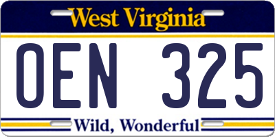 WV license plate OEN325
