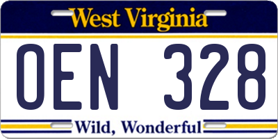 WV license plate OEN328
