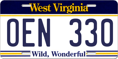 WV license plate OEN330