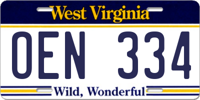 WV license plate OEN334