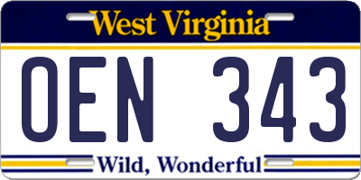 WV license plate OEN343