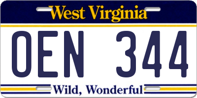 WV license plate OEN344