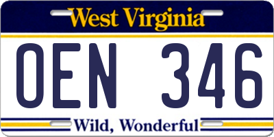 WV license plate OEN346