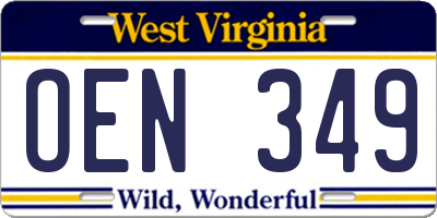 WV license plate OEN349