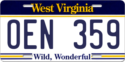 WV license plate OEN359