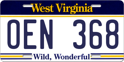 WV license plate OEN368
