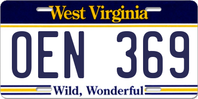 WV license plate OEN369