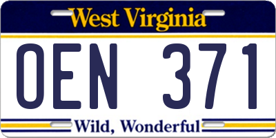 WV license plate OEN371