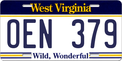 WV license plate OEN379