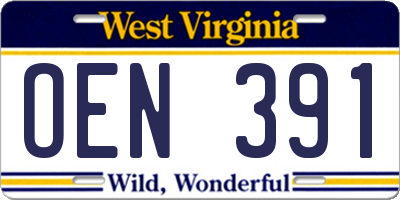 WV license plate OEN391