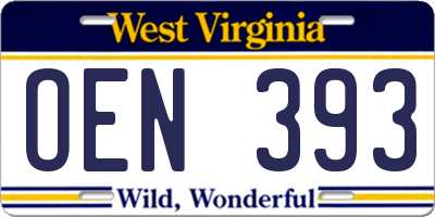 WV license plate OEN393
