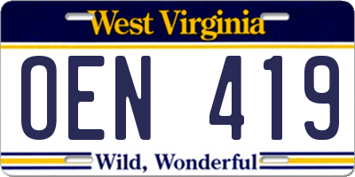 WV license plate OEN419