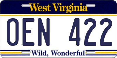 WV license plate OEN422