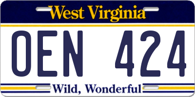 WV license plate OEN424