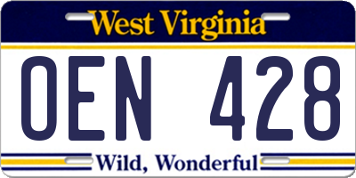 WV license plate OEN428