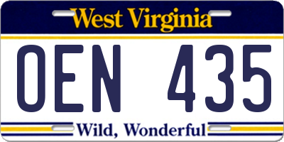 WV license plate OEN435