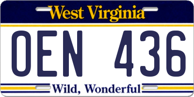 WV license plate OEN436