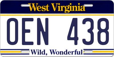 WV license plate OEN438