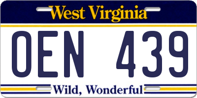 WV license plate OEN439
