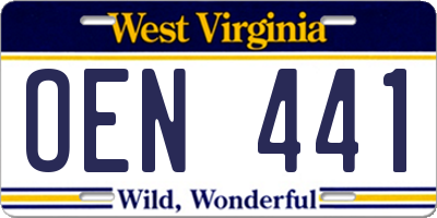 WV license plate OEN441